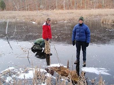 On the ice at Thousand Acre swamp
